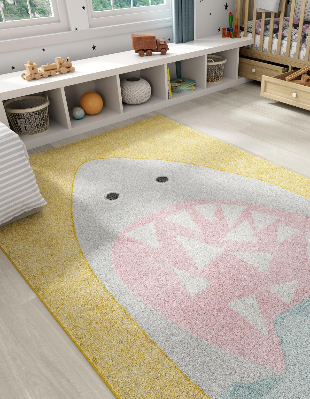 Playful Patterns Collection Area Rug -  Whimsical Rectangle Yellow  lifestyle 4