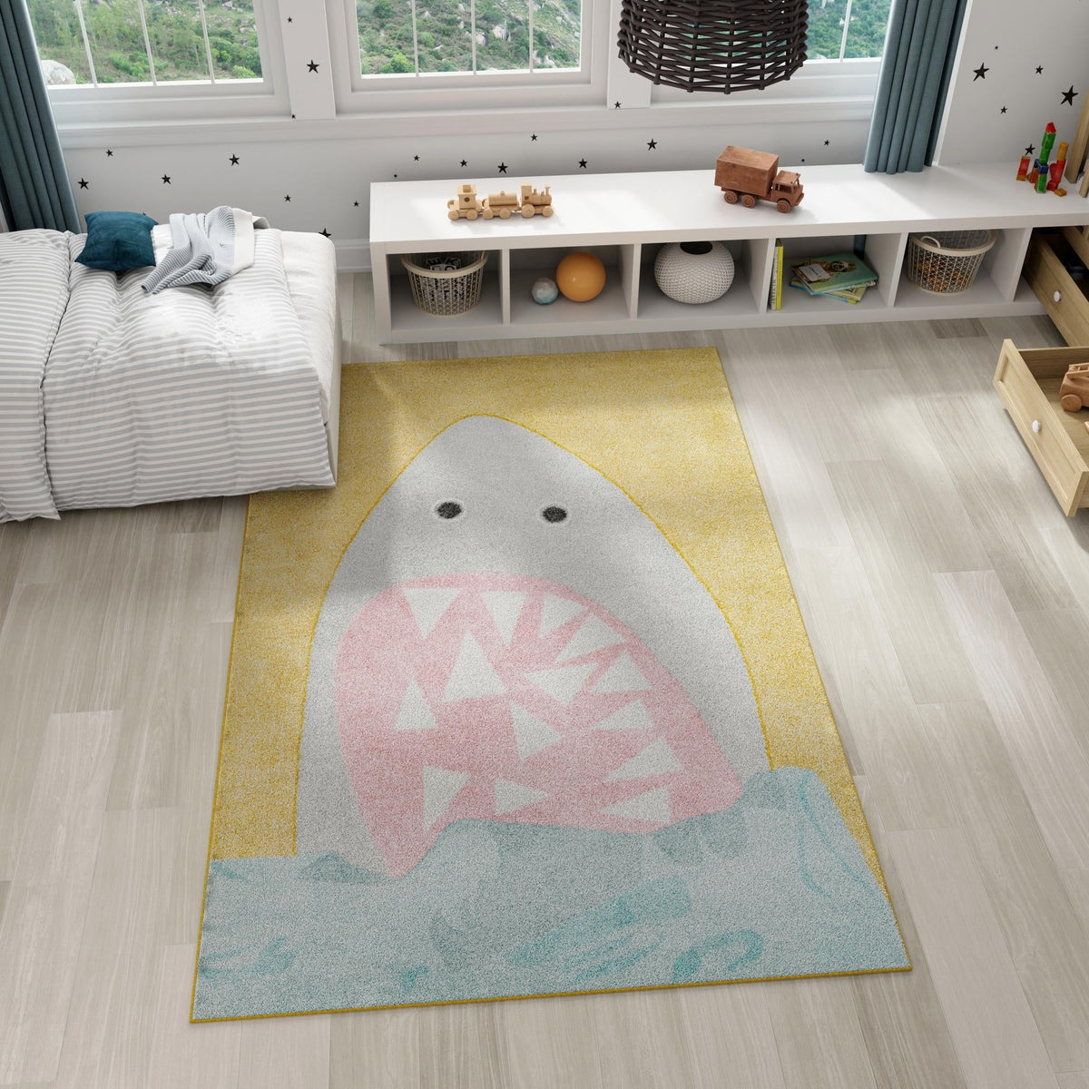 Playful Patterns Collection Area Rug -  Whimsical Rectangle Yellow  lifestyle 16