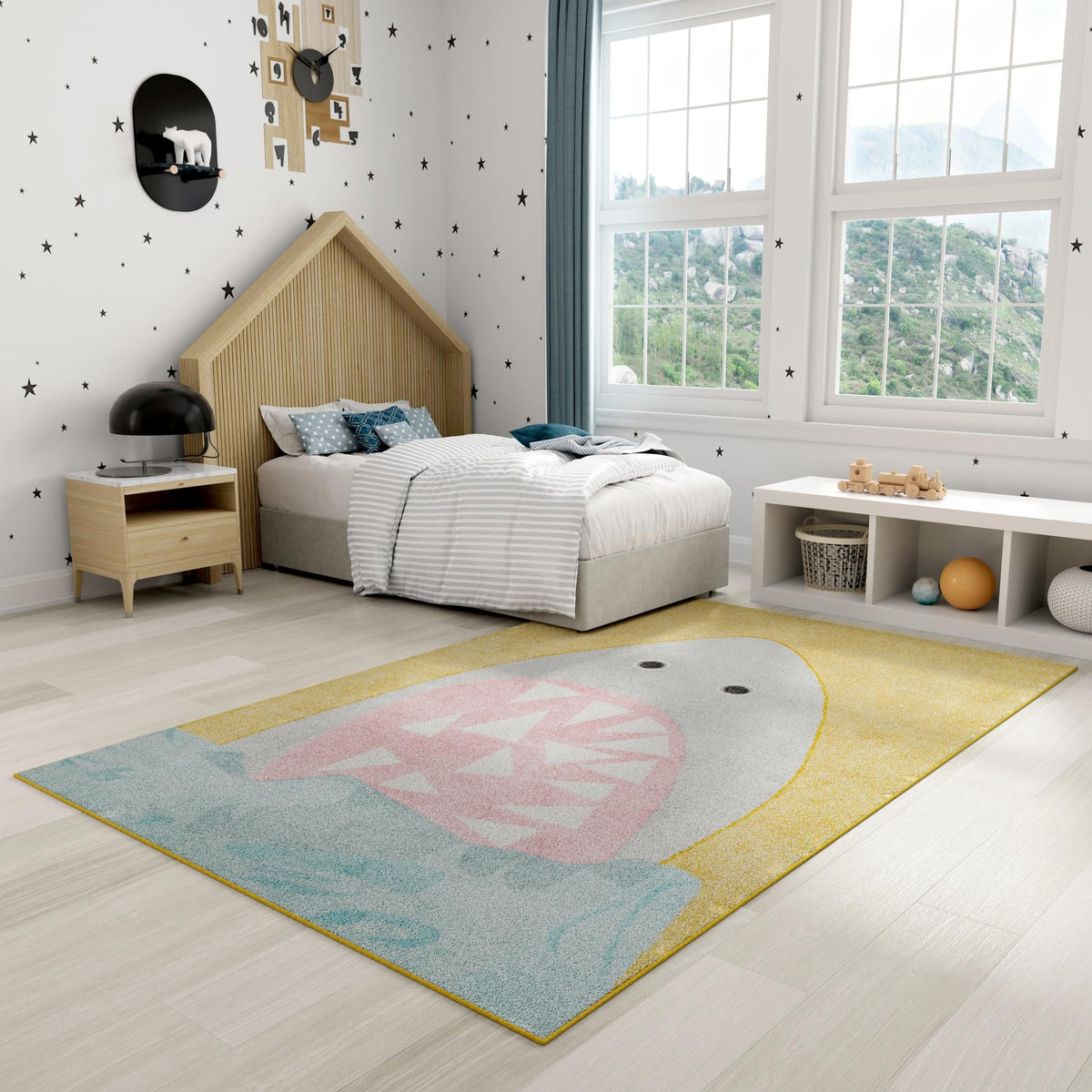 Playful Patterns Collection Area Rug -  Whimsical Rectangle Yellow  lifestyle 17