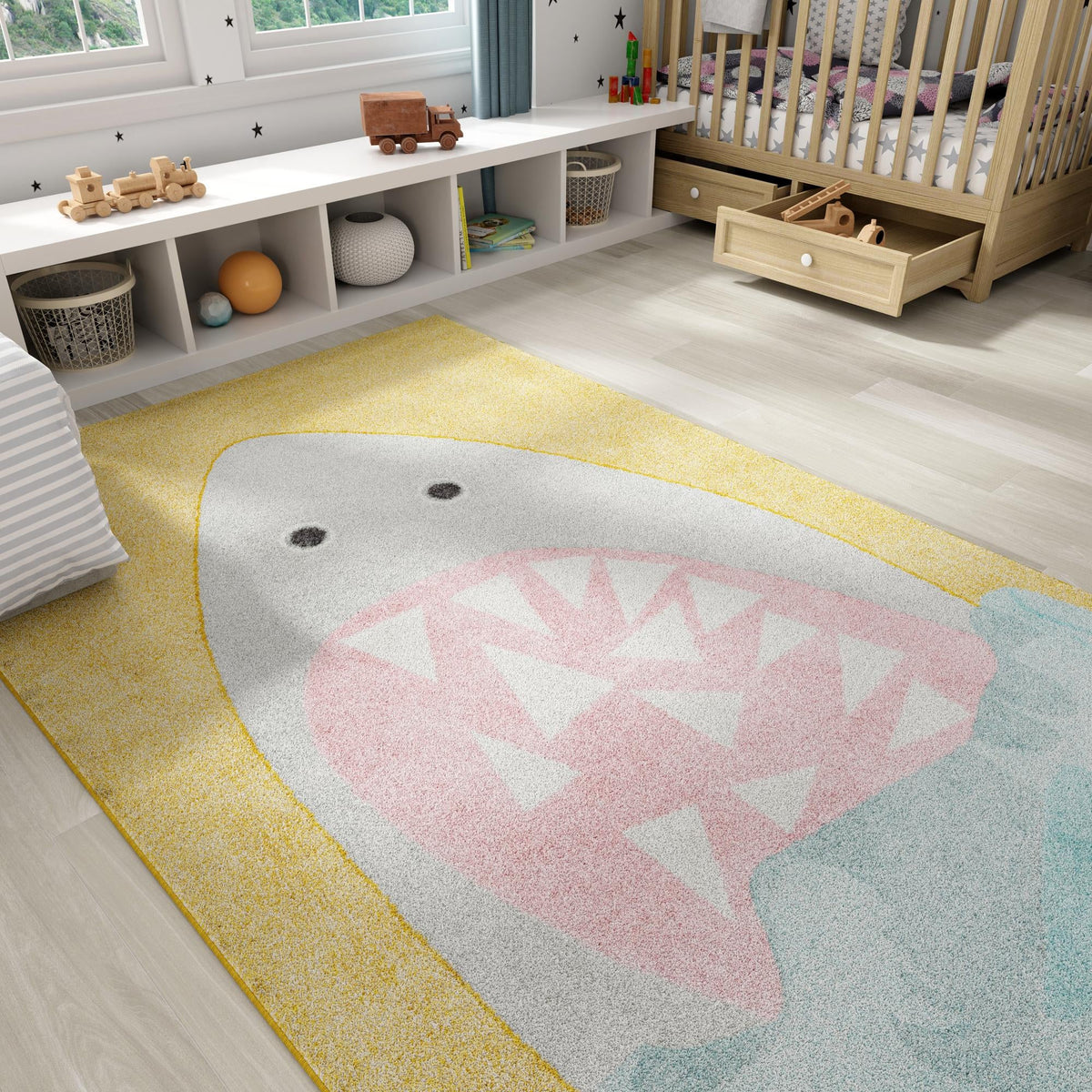 Playful Patterns Collection Area Rug -  Whimsical Rectangle Yellow  lifestyle 18
