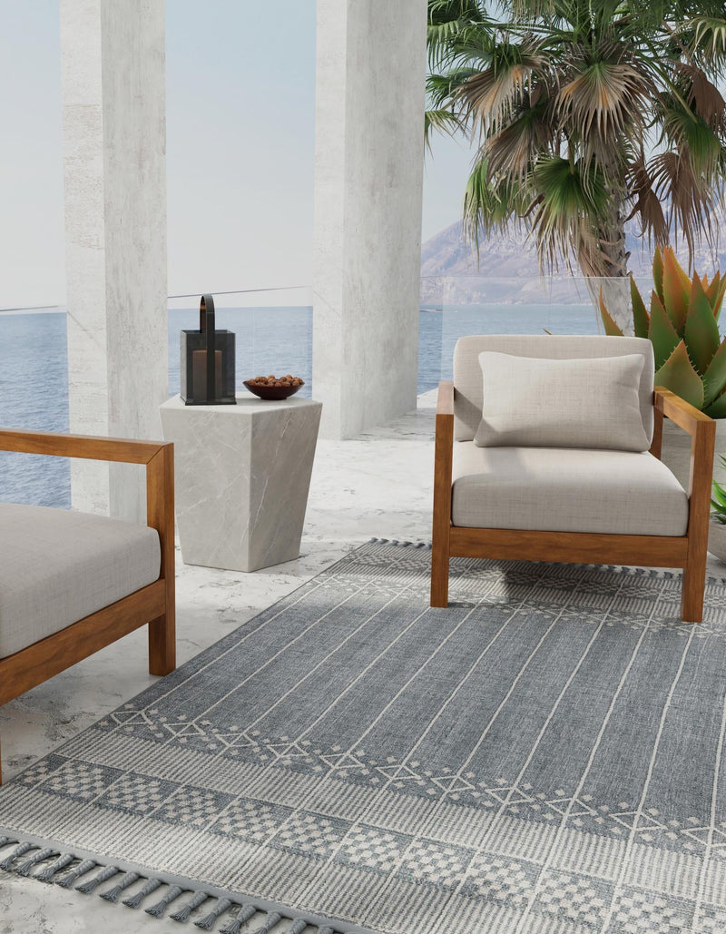 Sustainable Nomad Terrace Collection Area Rug - Reef Rectangle Cool Gray  lifestyle 59