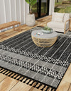 Sustainable Nomad Terrace Collection Area Rug - Reef Rectangle Charcoal Black  lifestyle 42