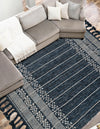 Sustainable Nomad Terrace Collection Area Rug - Reef Rectangle Navy Blue  lifestyle 30