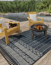 Sustainable Nomad Terrace Collection Area Rug - Reef Rectangle Navy Blue  lifestyle 49