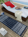 Sustainable Nomad Terrace Collection Area Rug - Reef Runner Navy Blue  lifestyle 171