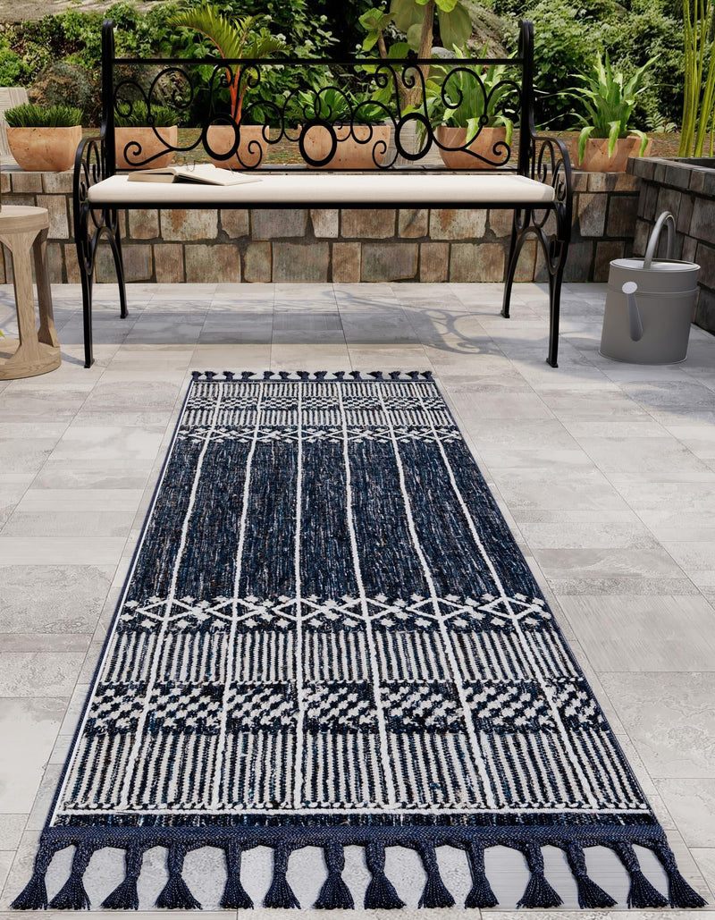 Sustainable Nomad Terrace Collection Area Rug - Reef Runner Navy Blue  lifestyle 181