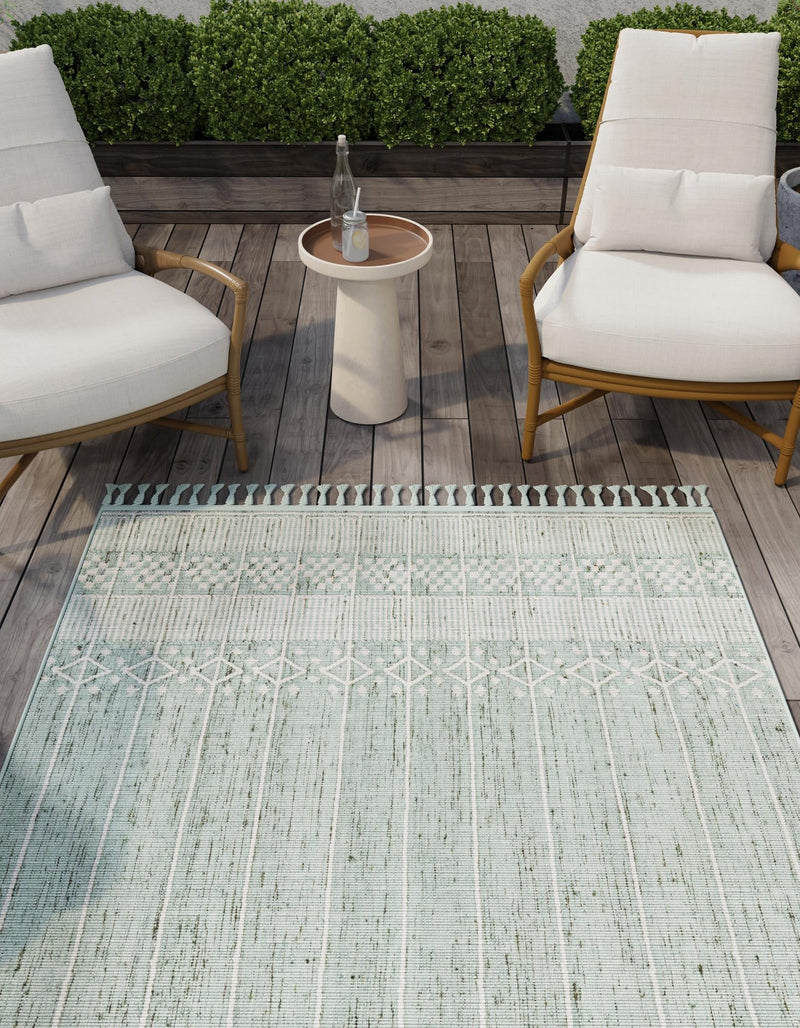 Sustainable Nomad Terrace Collection Area Rug - Reef Rectangle Sea Green  lifestyle 62