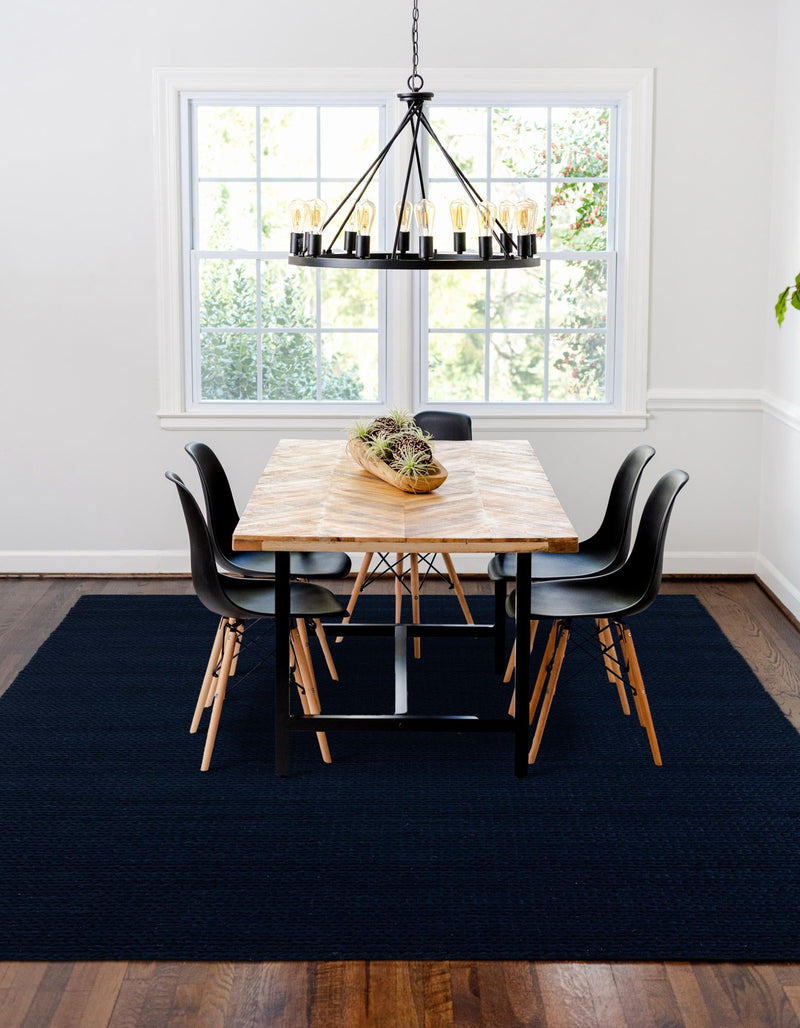 Auckland Stripes Wool Collection Area Rug - Waitomo Rectangle Navy Blue  lifestyle 16