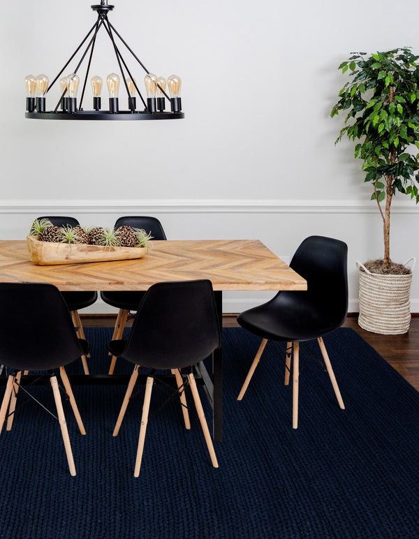 Auckland Stripes Wool Collection Area Rug - Waitomo Rectangle Navy Blue  lifestyle 19