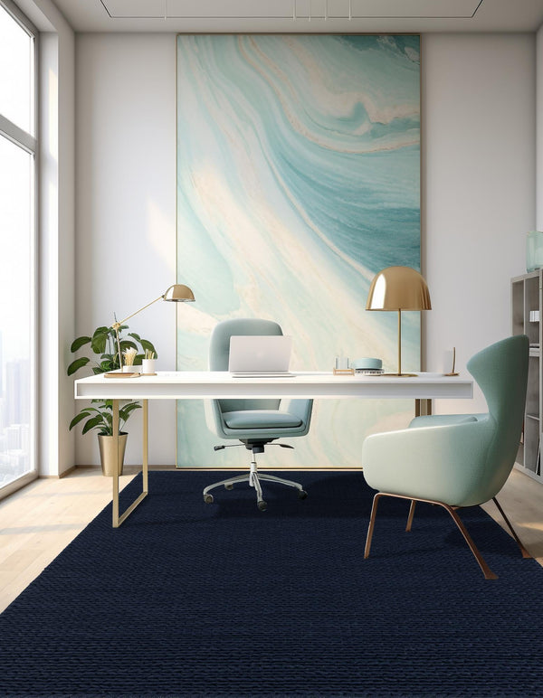 Auckland Stripes Wool Collection Area Rug - Waitomo Rectangle Navy Blue  lifestyle 25