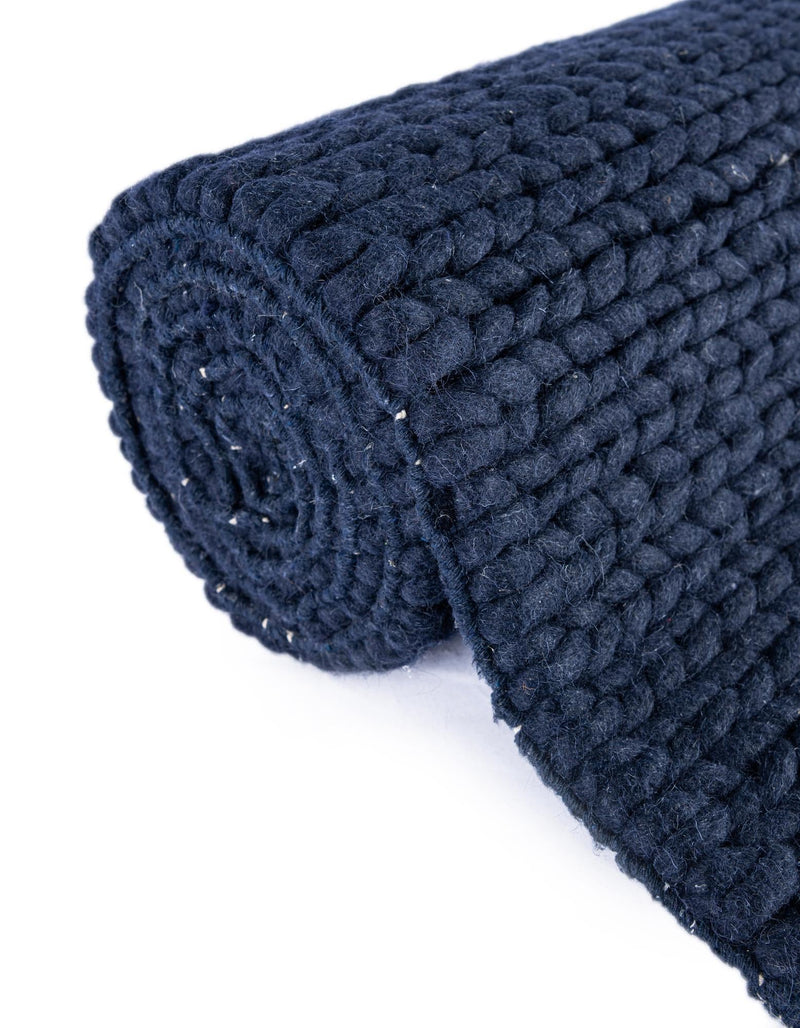 Auckland Stripes Wool Collection Area Rug - Waitomo Rectangle Navy Blue  lifestyle 55