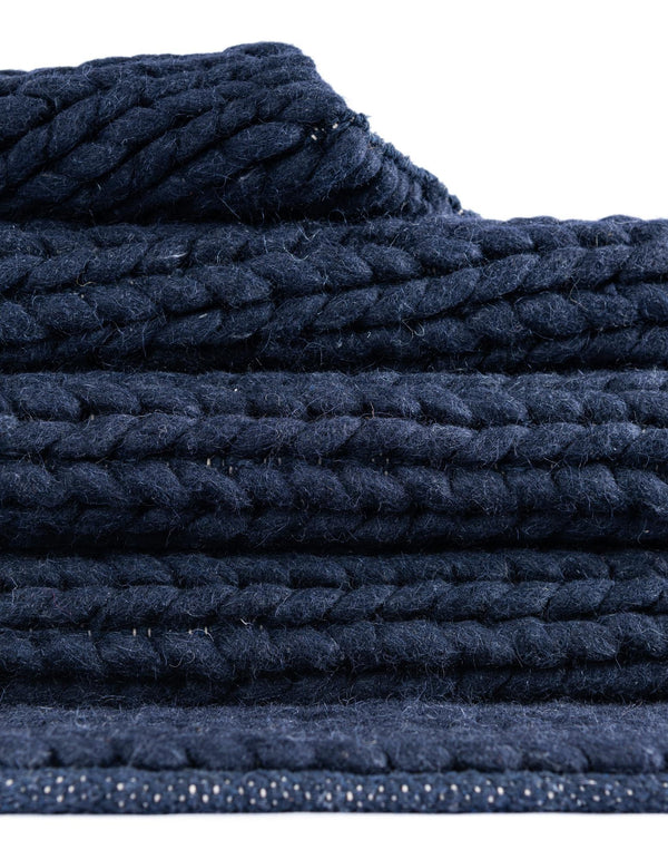 Auckland Stripes Wool Collection Area Rug - Waitomo Rectangle Navy Blue  lifestyle 61