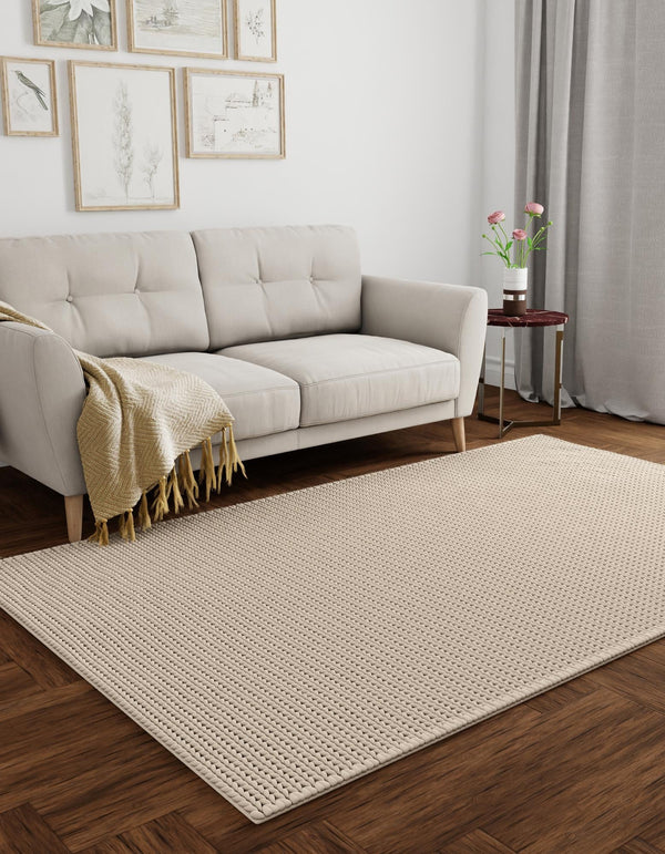 Auckland Stripes Wool Collection Area Rug - Waitomo Rectangle Taupe  lifestyle 11