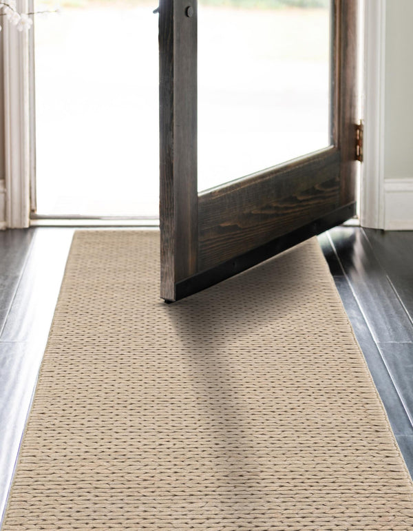 Auckland Stripes Wool Collection Area Rug - Waitomo Runner Taupe  lifestyle 131