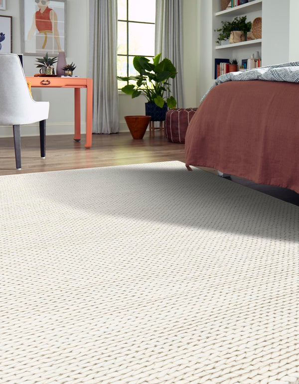 Auckland Stripes Wool Collection Area Rug - Waitomo Rectangle Ivory  lifestyle 15