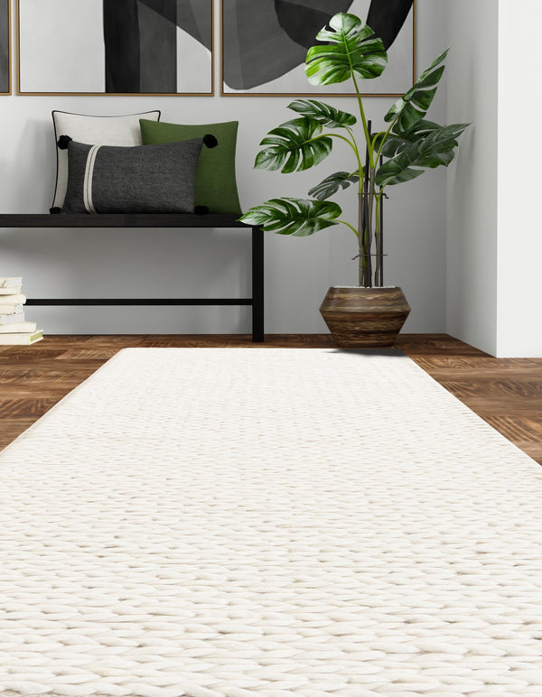 Auckland Stripes Wool Collection Area Rug - Waitomo Runner Ivory  lifestyle 124