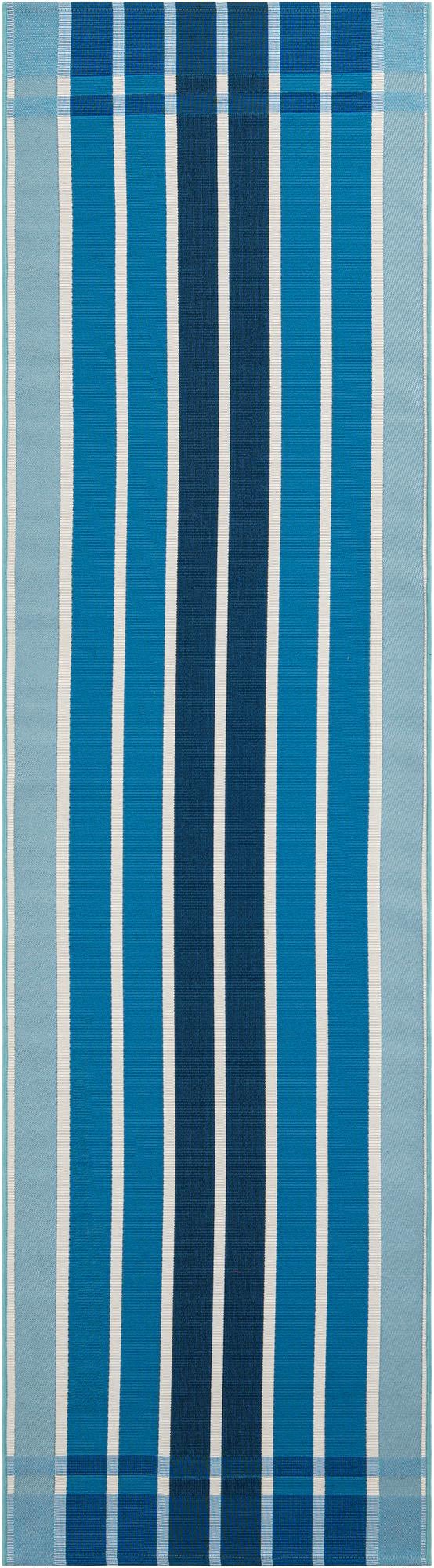 Seaside Stripes Collection Area Rug -  Coral Runner Blue  lifestyle 74