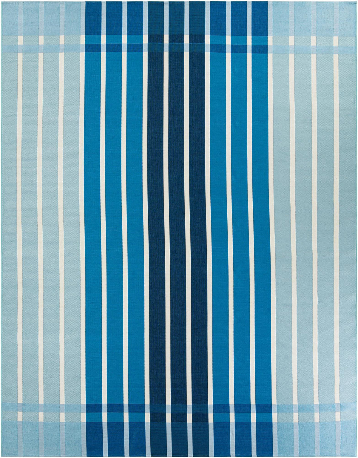 Seaside Stripes Collection Area Rug -  Coral Rectangle Blue Main