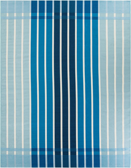 Seaside Stripes Collection Area Rug -  Coral Rectangle Blue Main
