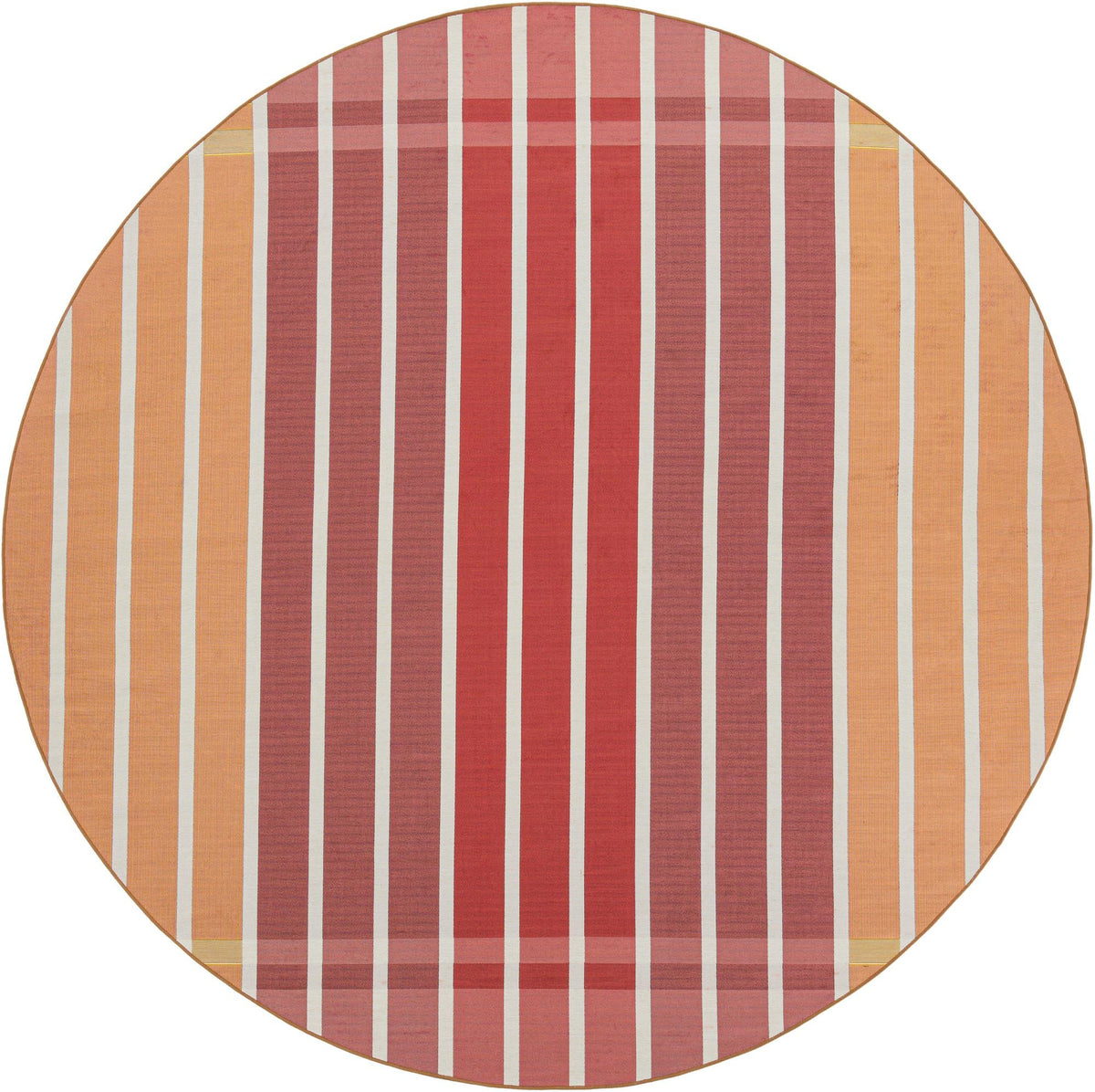 Seaside Stripes Collection Area Rug -  Coral Round Peach and Salmon  lifestyle 76