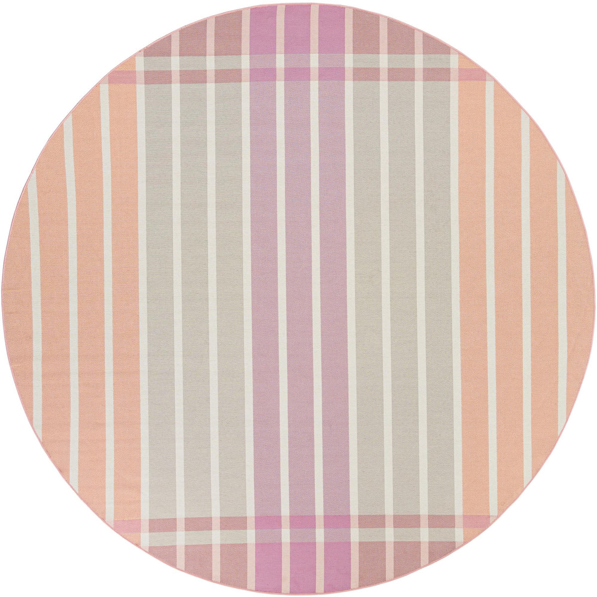 Seaside Stripes Collection Area Rug -  Coral Round Pink and Lavender  lifestyle 79