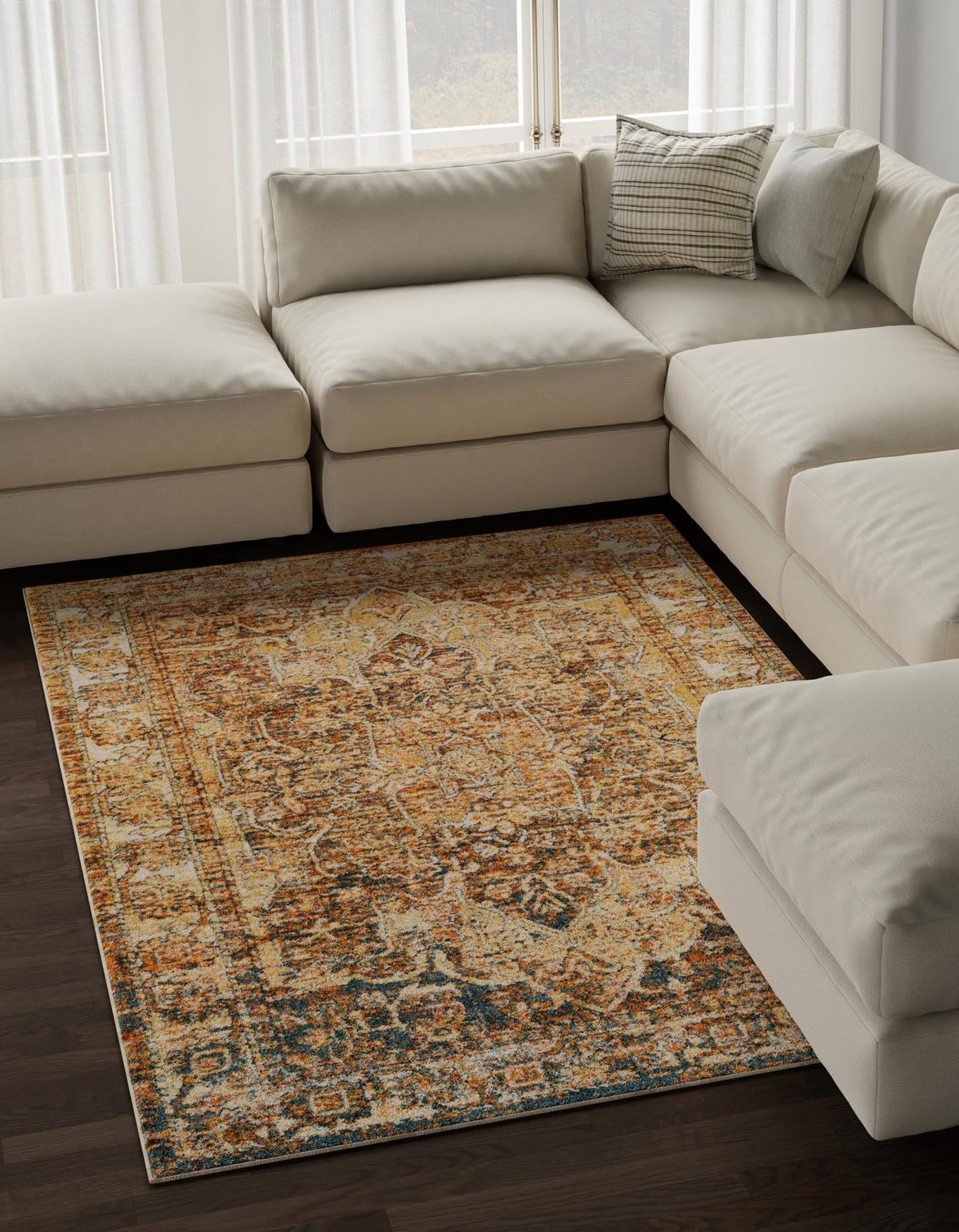 Savannah Soiree Collection Area Rug -  Everglade (LBrown Blue) Rectangle LBrown Blue  lifestyle 3