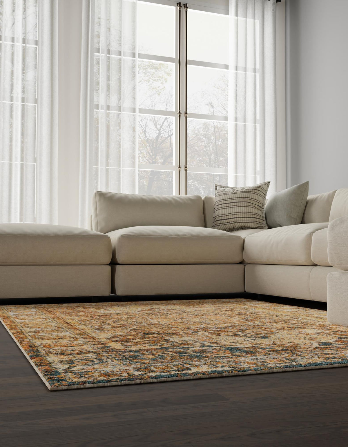 Savannah Soiree Collection Area Rug -  Everglade (LBrown Blue) Rectangle LBrown Blue  lifestyle 4