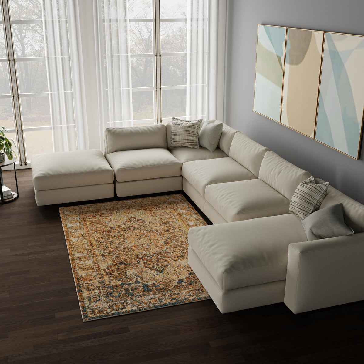 Savannah Soiree Collection Area Rug -  Everglade (LBrown Blue) Rectangle LBrown Blue  lifestyle 6