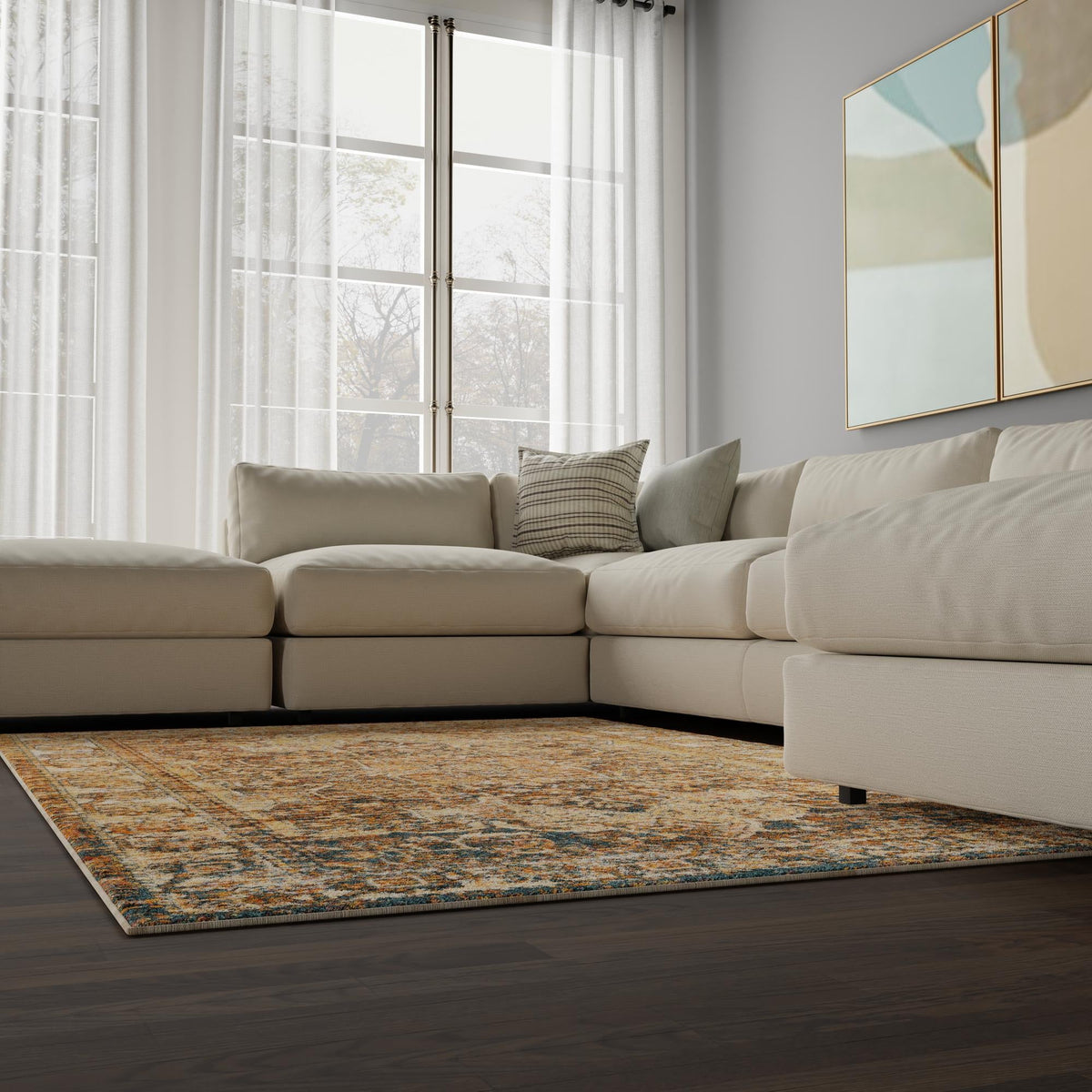 Savannah Soiree Collection Area Rug -  Everglade (LBrown Blue) Rectangle LBrown Blue  lifestyle 7