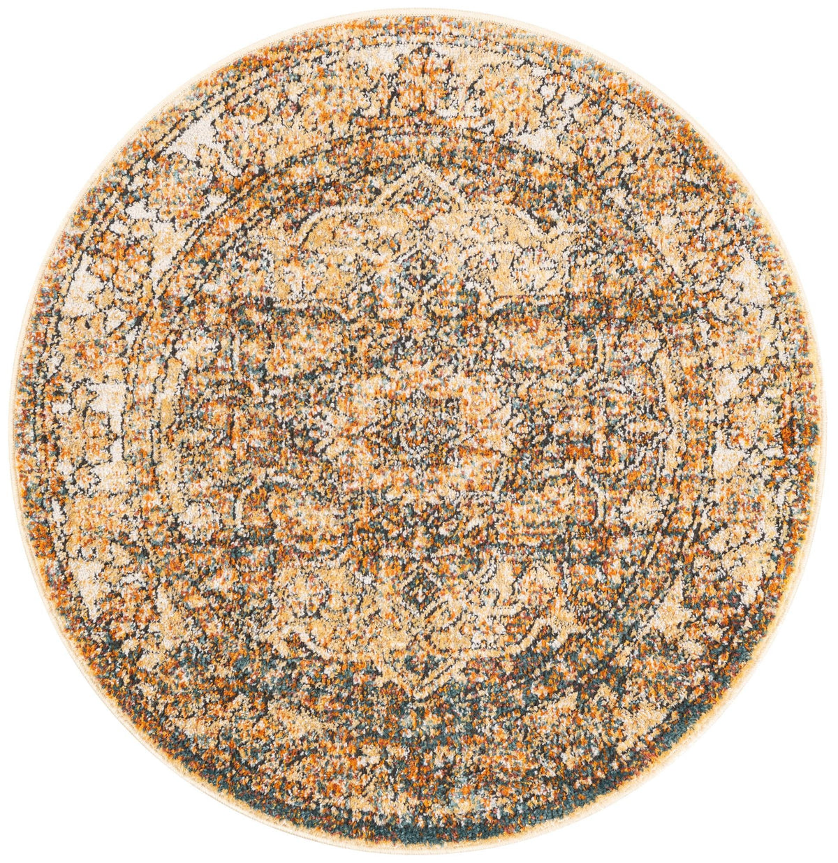 Savannah Soiree Collection Area Rug -  Everglade (LBrown Blue) Round LBrown Blue  lifestyle 2