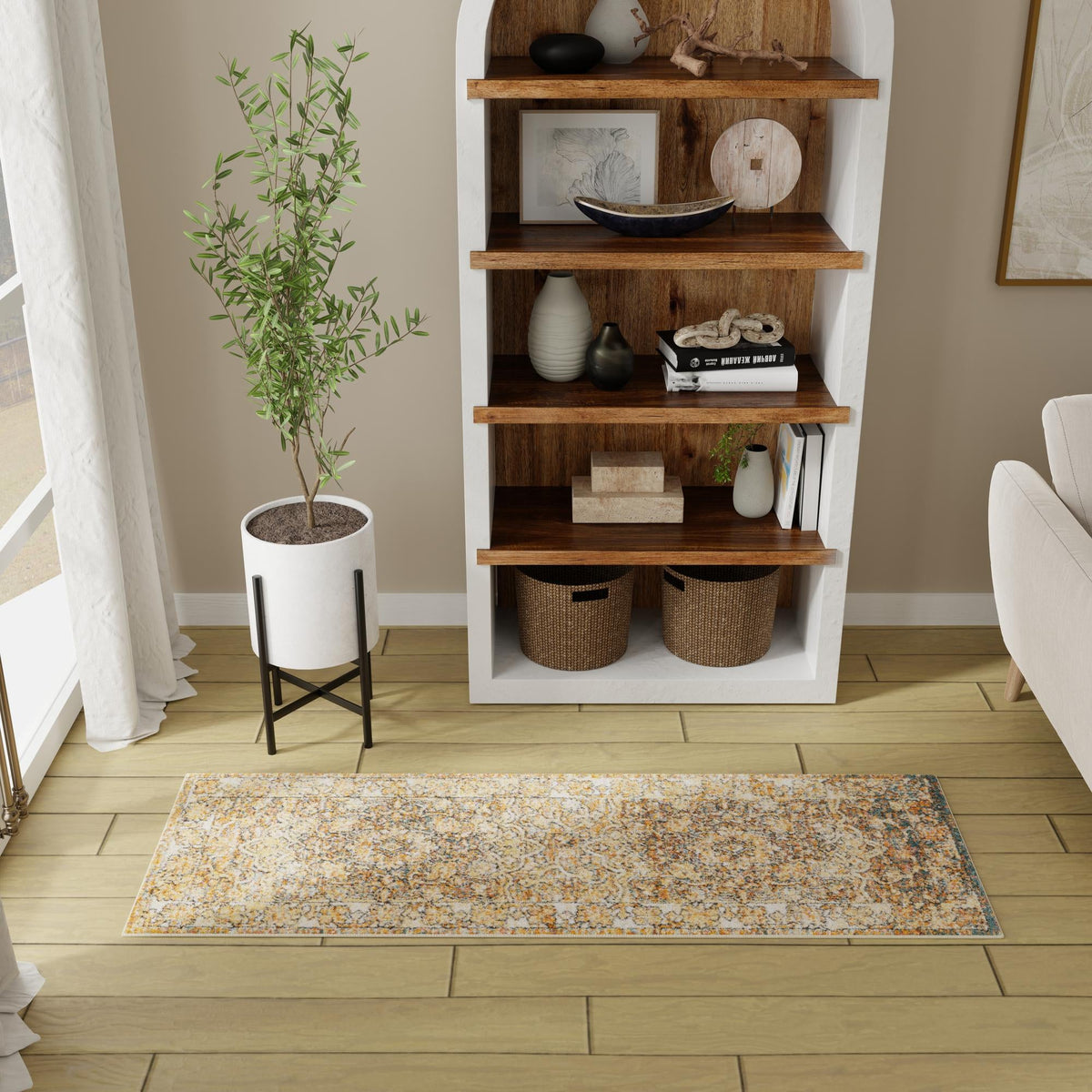 Savannah Soiree Collection Area Rug -  Everglade (LBrown Blue) Runner LBrown Blue  lifestyle 29