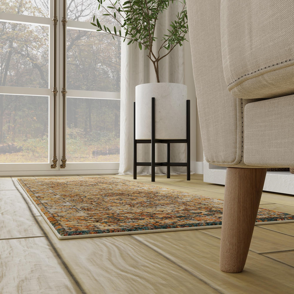 Savannah Soiree Collection Area Rug -  Everglade (LBrown Blue) Runner LBrown Blue  lifestyle 31