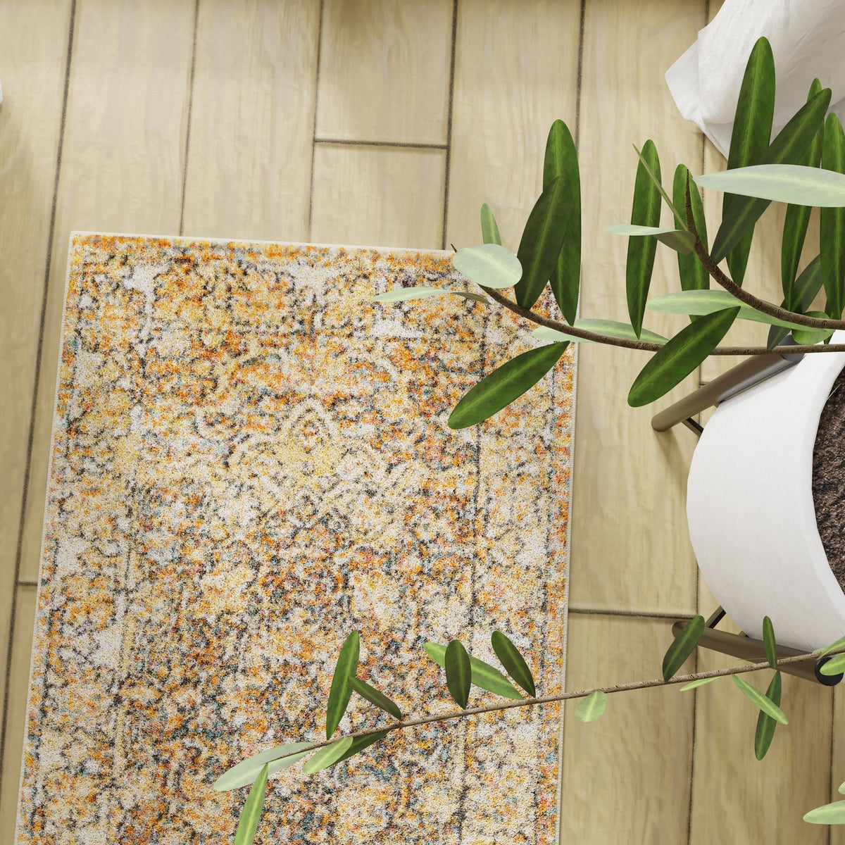 Savannah Soiree Collection Area Rug -  Everglade (LBrown Blue) Runner LBrown Blue  lifestyle 33