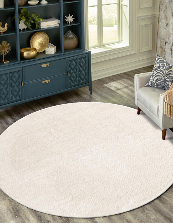 Bloomsbury Elegance Collection Area Rug -  Kensington (Ivory) Round Ivory  lifestyle 36