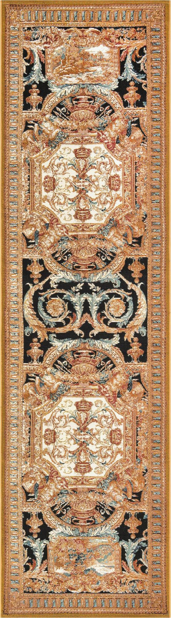 Patio Heritage Collection Area Rug - Veranda Runner Black Gold Brown  lifestyle 56