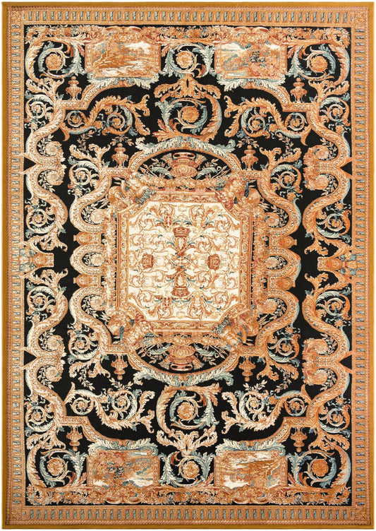 Patio Elegance Collection Area Rug - Veranda Rectangle Black Gold Brown  lifestyle 2