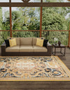 Patio Elegance Collection Area Rug - Veranda Rectangle Black Gold Brown  lifestyle 4