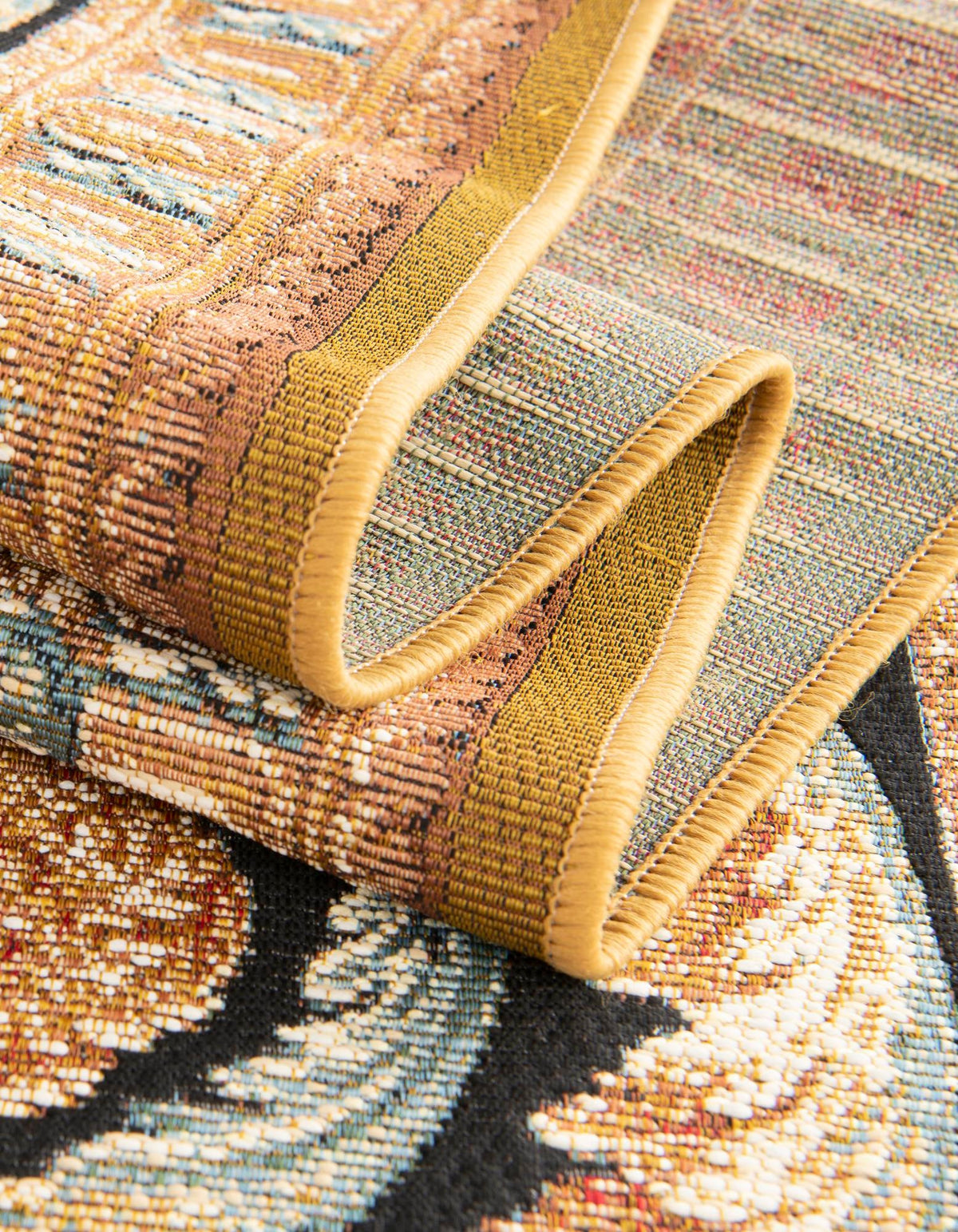 Patio Elegance Collection Area Rug - Veranda Rectangle Black Gold Brown  lifestyle 13