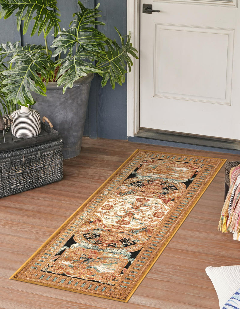 Patio Elegance Collection Area Rug - Veranda Runner Black Gold Brown  lifestyle 40