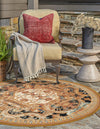 Patio Elegance Collection Area Rug - Veranda Round Black Gold Brown  lifestyle 45