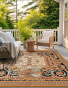Patio Elegance Collection Area Rug - Veranda Square Black Gold Brown  lifestyle 29