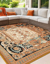 Patio Elegance Collection Area Rug - Veranda Square Black Gold Brown  lifestyle 32