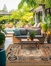 Patio Elegance Collection Area Rug - Veranda Square Black Gold Brown  lifestyle 44