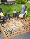Patio Elegance Collection Area Rug - Veranda Square Black Gold Brown  lifestyle 50