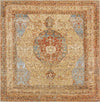 Patio Heritage Collection Area Rug -  Pergola Square Blue and Light Brown  lifestyle 27