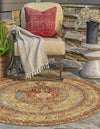 Patio Elegance Collection Area Rug -  Pergola Round Blue and Light Brown  lifestyle 27