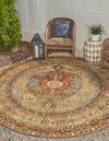 Patio Elegance Collection Area Rug -  Pergola Round Blue and Light Brown  lifestyle 30