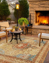 Patio Elegance Collection Area Rug -  Pergola Square Blue and Light Brown  lifestyle 29