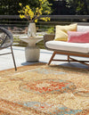 Patio Elegance Collection Area Rug -  Pergola Square Blue and Light Brown  lifestyle 38