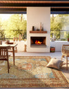 Patio Elegance Collection Area Rug -  Pergola Square Blue and Light Brown  lifestyle 44
